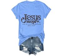 Jesus Wept But He Never Complained Camicia Vintage Floreale Jesus Wept Christian Camicia Unisex, Blu Carolina, XL
