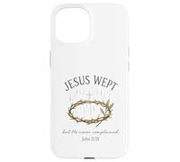 Jesus Wept John 11:35 Crown of Thorns Watercolor Custodia per iPhone 15