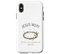 Jesus Wept John 11:35 Crown of Thorns Watercolor Custodia per iPhone X/XS
