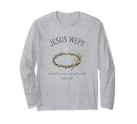Jesus Wept John 11:35 Crown of Thorns Watercolor Maglia a Manica
