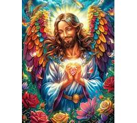 Jesus with Angel Wings in Magical Forest Puzzle 500 Pezzi Sfida Impossibile Difficile Magical Accompany Fairy Tale Rompicapo Per Adulti Amanti Del Puzzle Rilassamento E Stimolo Intellettuale Regalo L