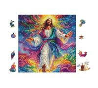 Jesus with Open Arms Rompicapo 100 Pezzi Per Regalo Di Battesimo Cartone Spesso Per Bambini Tema Baby Per Attività Educativa Con Confezione Regalo Da Passatempo 28x28cm