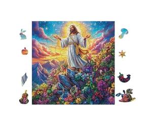 Jesus with Open Arms Rompicapo 100 Pezzi Puglia Per Adulti Cartone Spesso Resistente Per Tempo Libero E Passatempo Da Passatempo Con Poster Incluso Top Vendita 28x28cm