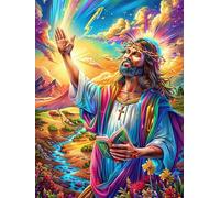 Jesus with Outstretched Arms in A Rainbow Rompicapo 300 Pezzi Michelangelo Per Adulti Fairy Tale Scenery Cartoon Cartone Spesso Cappella Sistina Per Collezione Artistica Edizione Esclusiva Con Colla