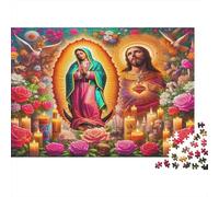 Jesus with Sacred Heart Surrounded by Angels And Saints Jigsaw Puzzle Impossible 1000Pcs Decorazione Per La Casa. Rilassamento E Intelligence Per Adulti E Bambini Da 12 Anni 70x50cm/1000pcs