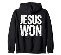 Jesus Won Fede Cristiana Speranza Vittoria Messaggio Pasqua Felpa con Cappuccio