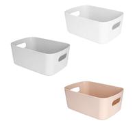 Jesustree Cestini Portaoggetti in Plastica con Manico, 3 Pezzi Piccolo Scatola Cosmetica Organizer Portaoggetti per Scaffale di Cucina, Bagno, Ufficio, Armadio, Casa, 22x14x10cm