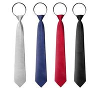 Jesustree Cravatte da Uomo, Set di 4 Cravatta Regolabile Pre-annodata con Cerniera, Elegante Cravatta già Legata, Tinta Unita Cravatta di Sicurezza Matrimonio Lavoro Funerale Lutto