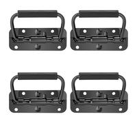 Jesustree Maniglia Pieghevole in Acciaio Inox, 4 Pezzi Nero Maniglie a Molla Pieghevole Maniglia Della Scatola, Maniglia Della Cassetta Degli Attrezzi, Maniglia per Sostituire la Valigia