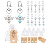 Jesustree Matrimonio Battesimo Ciondolo Portachiavi Stile Angelo 20 pezzi con Sacchetto di Caramelle Etichetta Kraft, Festa di Compleanno Natale Comunione Souvenir per gli Ospiti