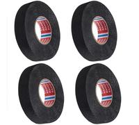 Jesustree Nastro Isolante in Tessuto, 4 Rotoli Nastro in Tessuto Industriale Elettrico, Resistente Alle Alte Temperature Ridurre la Rumorosità per Cablaggi Riparazioni Automobile, 19mm x 15m Nero