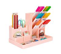 Jesustree Organizer da scrivania 5 Pezzi, Multifunzionale Portapenne da Scrivania, Organizer Scrivania e Combinabile, Portaoggetti da scrivania Portamatite per Ufficio, Casa, Scuola (Rosa)