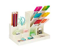 Jesustree Organizer da scrivania 5 Pezzi, Multifunzionale Portapenne da Scrivania, Organizer Scrivania e Combinabile, Portaoggetti da scrivania Portamatite per Ufficio, Casa, Scuola (Bianco)