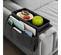 Jesustree Organizzatore Divano, Portaoggetti per Vassoio Bracciolo da Divano Borsa con 5 Tasche per Telecomandi, Resistente Antiscivolo per Poltrona Divano, Telefoni, Libri, Riviste, Nero