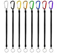 Jesustree Pesca Cordini 8 Pezzi Portachiavi a Molla a Spirale con Moschettone Colori, Elastico di Sicurezza Retrattile Anti-Mancante per Fissarlo Pinze Lip Grip Pesce Strumento Pesca