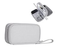 Jesustree Porta Cavi da Viaggio a 2 Strati, Organizzatore per Accessori Elettronic Borsa Organizer Portatile per Cavi, Caricabatterie, Adattatore, Power Bank, Disco Rigido, Grigio