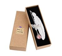 Jesustree Segnalibro in metallo con elegante farfalla e perle di vetro, ciondolo a forma di fiore secco eterno, regalo per gli amanti dei libri, bambini, ragazze, studenti (argento)