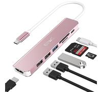 JESWO Hub USB C, Adattatore USB C 7 in 1, con HDMI 4K, USB 3.0, lettore di schede SD/TF, 100W PD, adattatore multiporta, compatibile con MacBook Pro/Air, iPad Pro, Dell XPS...(oro rosa)