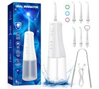 Jet Dentale Idropulsore e Irrigatori Orali: Water Flosser 3 Modalità e 6 Punte Serbatoio 310ML, USB Ricaricabile, Impermeabile IPX7, Per La Casa E I Viaggi (Bianco)