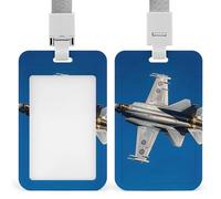 Jet Fighter - Porta badge identificativo con cordino staccabile, design impermeabile, per ufficio, posto di lavoro