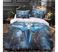 Jet Fighter Soaring Set Di Copripiumino morbida microfibra 3 Pezzi stampa 3D con federa Futuristic Military Aircraft Set Di Copripiumino cerniera ariosa morbido for ragazze Single（135x200cm）