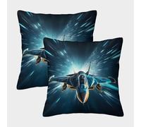 Jet Fighter Speed-digital Art Style Federe Cuscini Per Divano Decorativa Art Fodere Cuscino Set 2 Pezzi Cerniera Invisibile Sedia Camera Da Letto 50x50cm