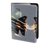 Jet Fighter Stampa Porta Passaporto Per Viaggio Must Have, Custodia per Passaporto Per Accessori Da Viaggio Per Donne Uomini, Nero, One Size