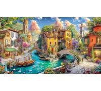 Jet-Flying-Over-Map-and-Villages Puzzle per Adulti: 1000 Pezzi in Cartone Riciclato per la Decorazione 38x52cm/1000pcs