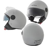 Casco Jet Moto Visiera Parasole ECE 22-06 Aperto Scooter Antigraffio Argento