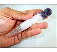 Jet International Bastone appuntito con bacchetta legata in cristallo di rosa ametista ca. UPS da 5 pollici con ricarica gratuita, autentico, puro e gratuito Libretto UPS Spedizione celere L'immagin