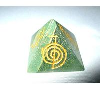 Jet International Pietra avventurina verde Usui incisa a forma di piramide India realizzata a mano 1 pollice circa A ++ Crystal Pouch Sollievo dallo stress Libretto per terapia in cristallo da 40 pa