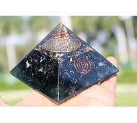 Jet International Tormalina energizzata Fiore della vita Orgone Piramide Pietre preziose Rame Miscela di metalli Raro Guarigione Energia positiva Protezione EMF Radiazioni Onde assorbite Opuscolo su