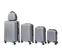 Jet Lag Set 5 Valigie Tokyo 18L-100L Guscio Rigido ABS Argento | ABS, set 5 valigie Tokyo, da 18L a 100L, guscio rigido, ruote girevoli, viaggio, argento