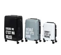 JET LAG, Set of suitcases optimal storage capacity, durability and robustness, elegant and functional design, effortless mobility, enhanced security, Black Grey White