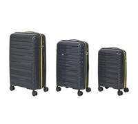 JET LAG, VO0044, Set di 3 Valigie Roma Grigio Zip Giallo Fluo 36L 60L 86L, design Elegante e Moderno, Capacità di Stoccaggio Ottimale, Robustezza e Durabilità, Comfort di Trasporto