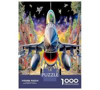 Jet Over Town 1000 Pezzi Jet Plane in Starry Night Scene Puzzle Giocattoli Puzzle Giochi Decorazione Della Famiglia Regalo Per Amico 70x50cm/1000pcs
