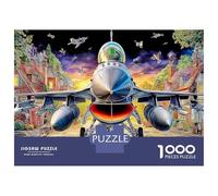 Jet sopra la Città Puzzle da Assemblare Fai da Te Carta Premium Jet da Combattimento e Fiori Decorativo Rilassante e Antistress 52x38cm/1000pezzi