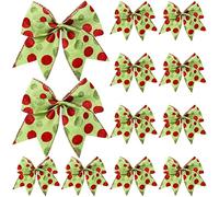 Jetec 12 fiocchi natalizi rossi e verdi, 15,2 cm, grandi, per ghirlande natalizie, elfi, albero di Natale, fiocchi ornamentali per ghirlande, feste di nozze (motivo glitterato)