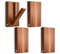 Jetec 4 Gancio Appendiabiti 14 x 8 x 2,5 cm Limite di Peso 22 Libbre Pieghevole Ribaltabili Singolo Legno Ganci Appendiabiti in Legno da Parete per Cappotto Giacche Cappotti Sciarpe Borse