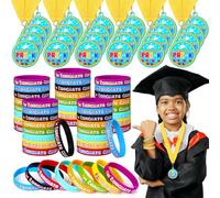 Jetec 48 pezzi Pre K Regali di Laurea Asilo Medaglia Premio di Laurea con Nastro Collo Braccialetto di Laurea Prescolare Braccialetti per el 2024 Prescolare Grad Party Scambio Regali