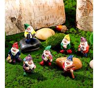 Jetec 7 Pezzi Statue degli Gnomi in Miniatura in Resina Fata Mini Gnomo da Giardino per Decorazione della Tavola e del Giardino per Vacanza e Parenti del Festival Amici e Bambini