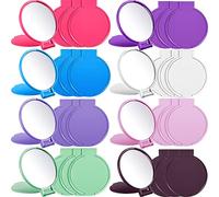 Jetec 80 mini specchi pieghevoli, rotondi, compatti, portatili, tascabili, per trucco, vintage, portatili, da viaggio, per donne e ragazze, uso quotidiano, 10 colori
