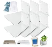 Jetec, libreria galleggiante in ferro bianco, 6 pezzi, mensole invisibili da parete, multiuso, per casa, ufficio, classe, biblioteca