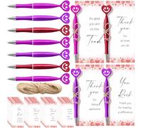 Jetec Penne a forma di cuore per San Valentino, con biglietti di ringraziamento, penne a sfera con faccina sorridente, bomboniere per San Valentino, per personale, colleghi, insegnanti, squadre,