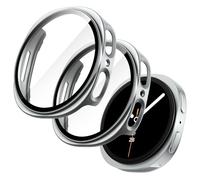 JETech Cover con Pellicola Protettiva per Samsung Galaxy Watch 8 44mm, Custodia Protettivo Complessiva, Vetro Temperato Film Incorporato Alta Sensibilità, 2 Pezzi (Silver)