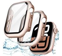 JETech Cover Impermeabile con Pellicola Protettiva per Apple Watch Series 11/10 46mm, Integrato Vetro Temperato Film PC Rigido Protettiva Completa Custodia, 2 Pacco (Oro Rosa)