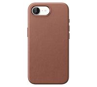JETech Cover in Pelle Vegana per iPhone 17e/16e, Marrone Scuro | Compatibile con MagSafe, Custodia con Impugnatura Antiscivolo, Pulsante Metallico, Fodera in Microfibra Morbida