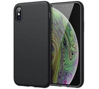 JETech Cover in Silicone per iPhone XS Max 6,5 Pollici, Custodia Protettiva con Tutto Il Corpo Tocco Morbido setoso, Cover Antiurto con Fodera in Microfibra (Nero)