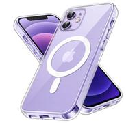 JETech Cover Magnetica per iPhone 12/12 Pro 6,1 Pollici Compatibile con MagSafe Ricarica Wireless, Telefono Custodia Antiurto, Retro Antigraffio Trasparente (Trasparente)