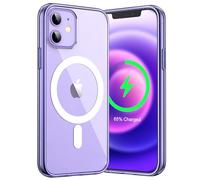 JETech Cover Magnetica per iPhone 12/12 Pro 6,1 Pollici Compatibile con MagSafe Ricarica Wireless, Telefono Custodia Antiurto, Retro Antigraffio Trasparente (Viola Scuro)